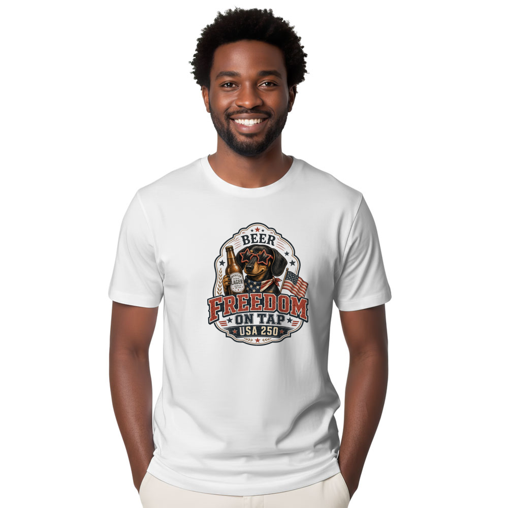 Patriotic Dog 250th Anniversary, 4th Of July Lover Gift, Red White Freedom USA Flag 1776 2026 Independence Day Cute Retro Puppy T-Shirt