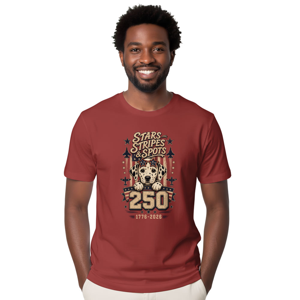 Patriotic Dog 4th Of July 250th Anniversary, USA Flag, 1776 2026 Independence Day Dog Lover Gift T-Shirt