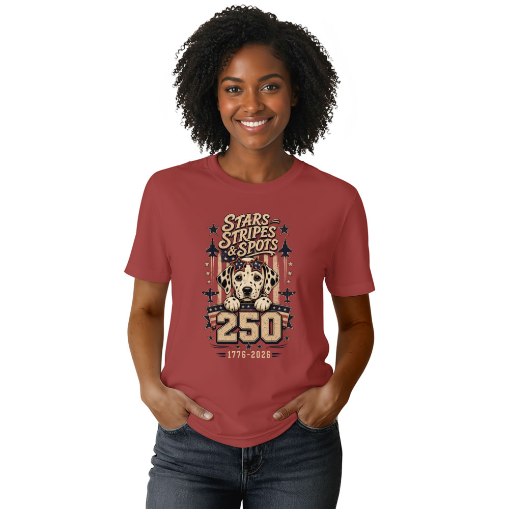 Patriotic Dog 4th Of July 250th Anniversary, USA Flag, 1776 2026 Independence Day Dog Lover Gift T-Shirt