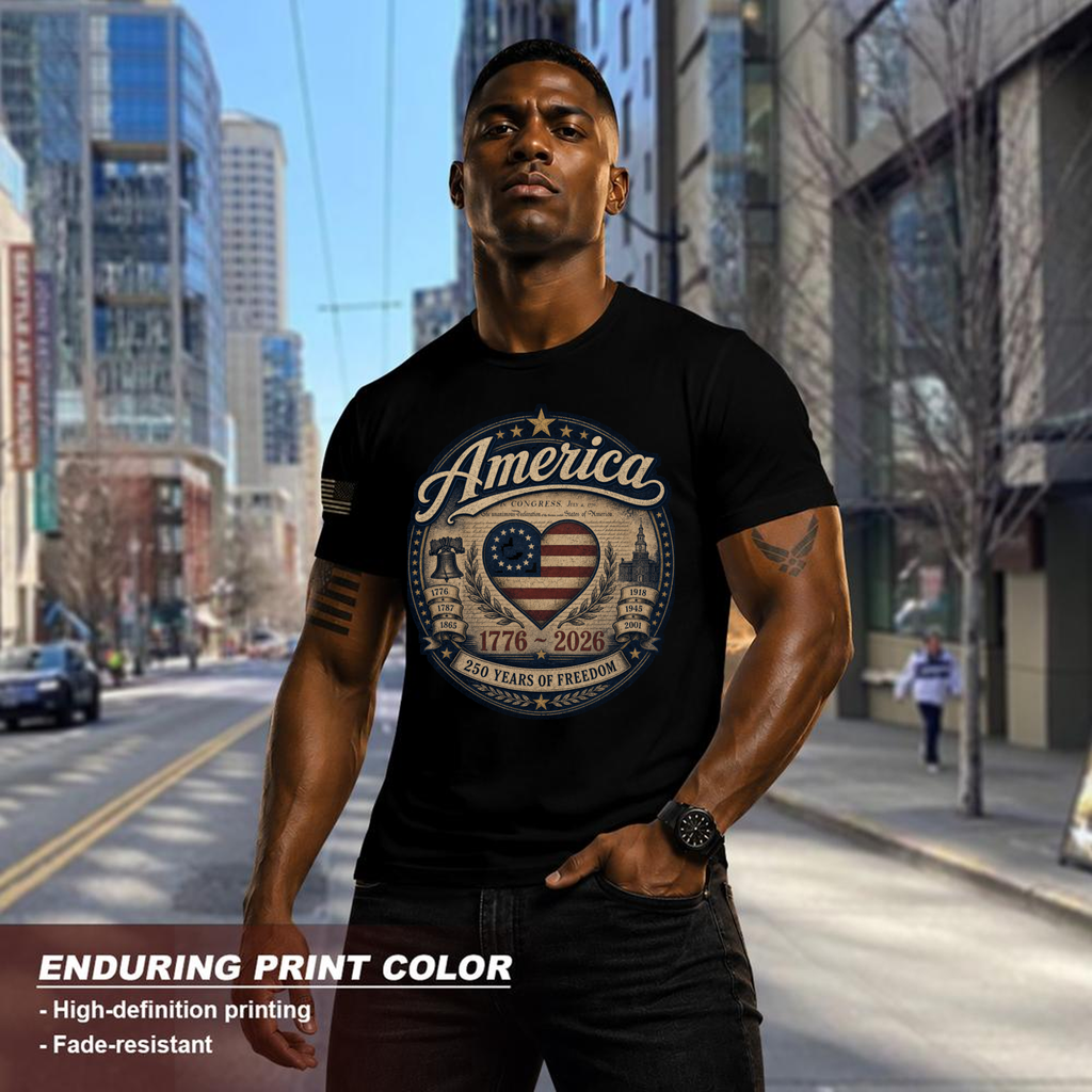 Pretty 250th Anniversary American Flag Graphic T-Shirt