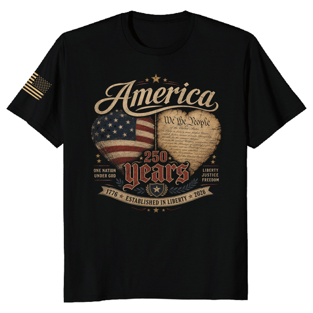 Patriotic 250 Anniversary Pretty Flag Graphic T-Shirt