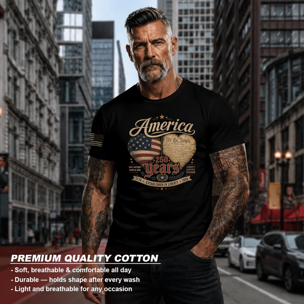 Patriotic 250 Anniversary Pretty Flag Graphic T-Shirt