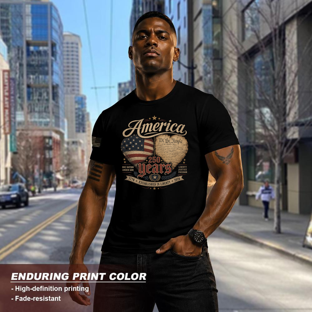 Patriotic 250 Anniversary Pretty Flag Graphic T-Shirt