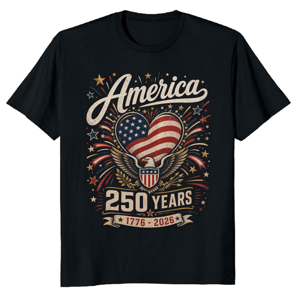 Land Of The Free Pretty 250 Anniversary Flag Graphic T-Shirt