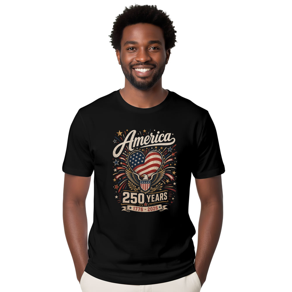 Land Of The Free Pretty 250 Anniversary Flag Graphic T-Shirt