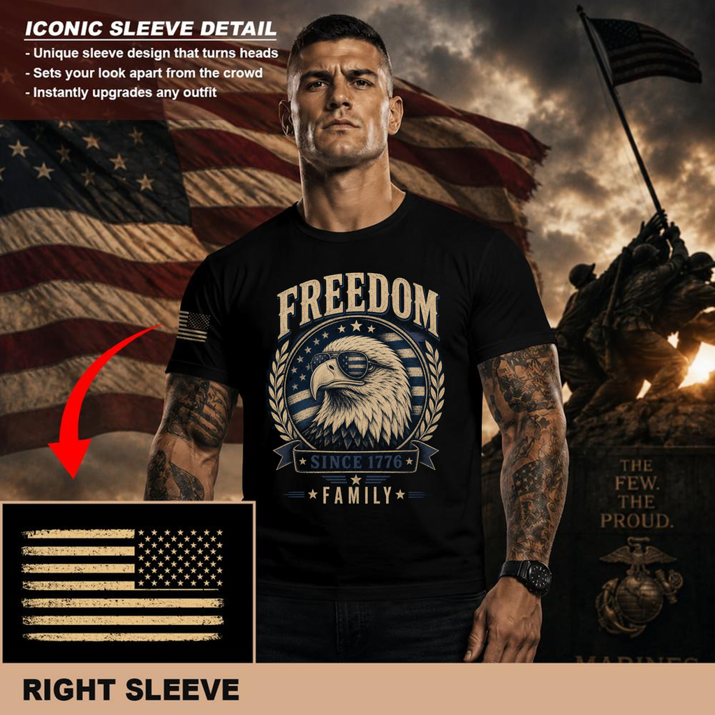 Patriotic Cool Eagles Flag Wings Graphic T-Shirt
