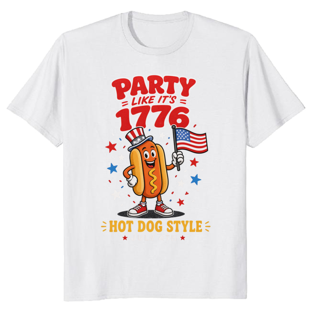 Funny Patriotic Hot Dog Graphic T-Shirt