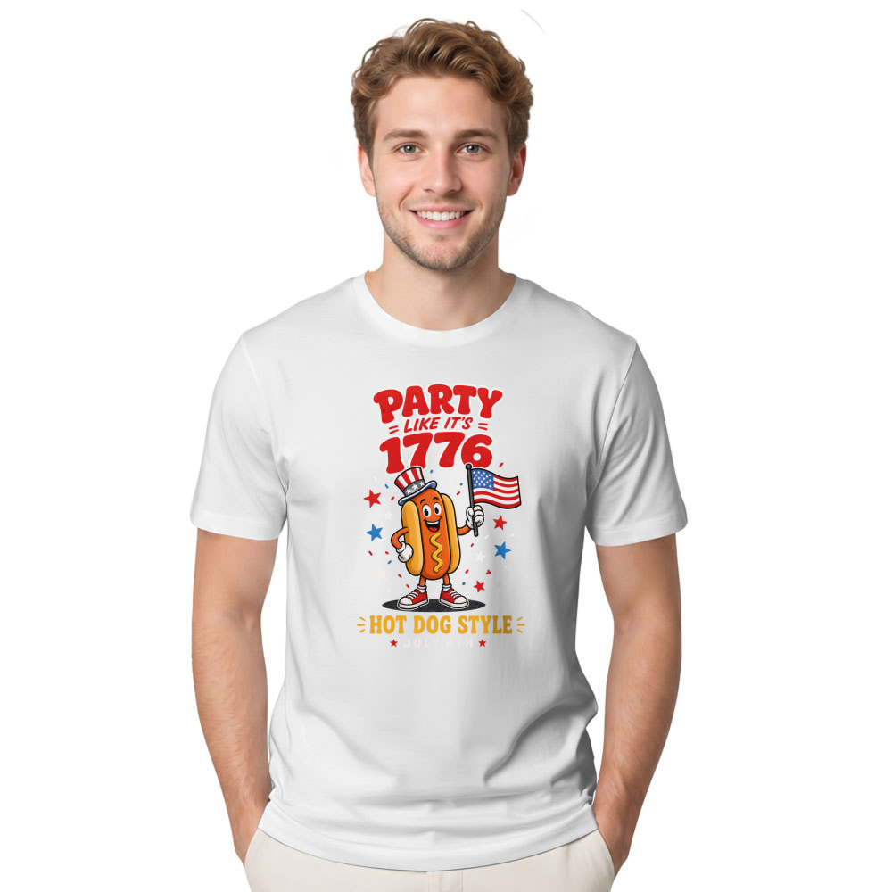 Funny Patriotic Hot Dog Graphic T-Shirt