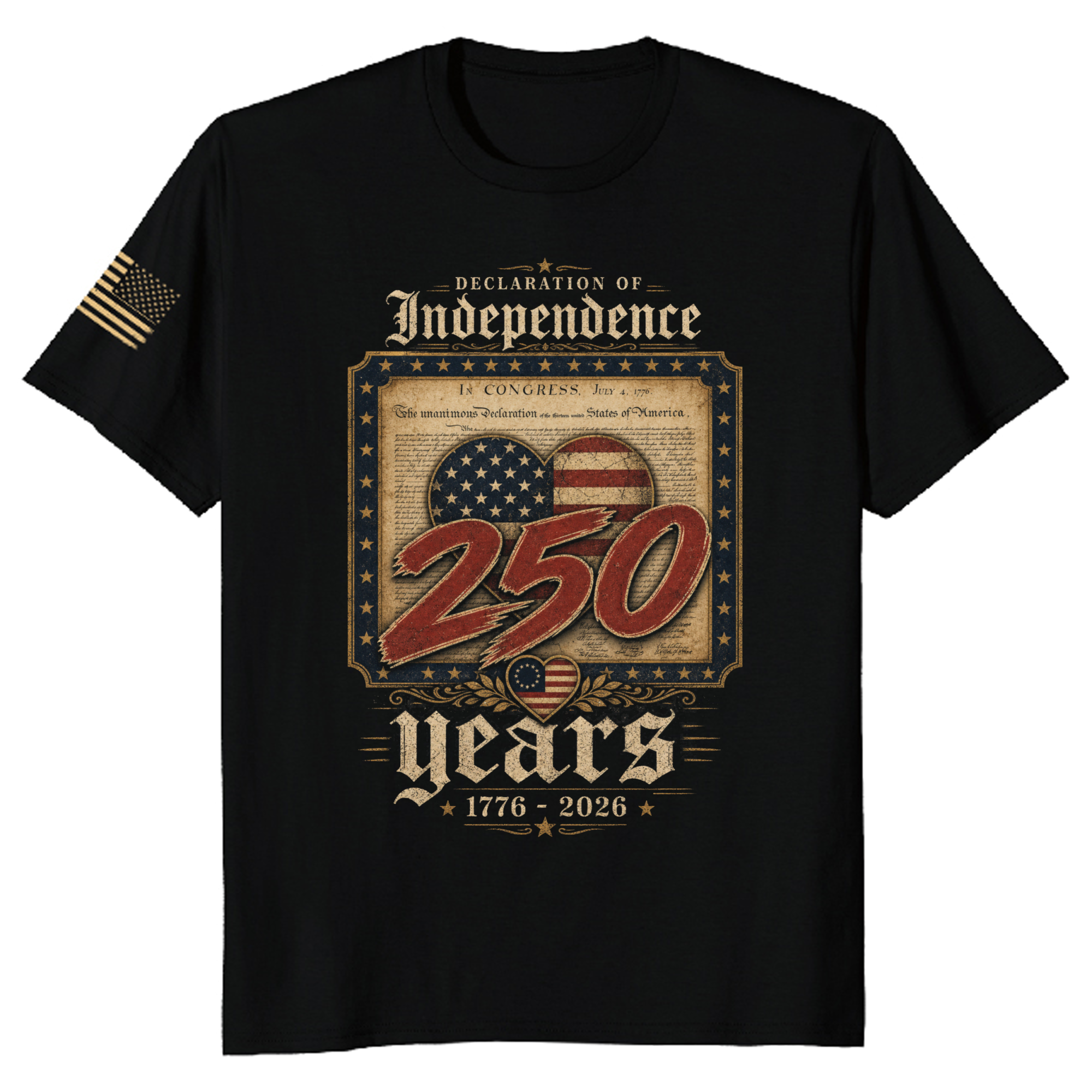 250 Anniversary Pretty Flag Patriotic Graphic T-Shirt