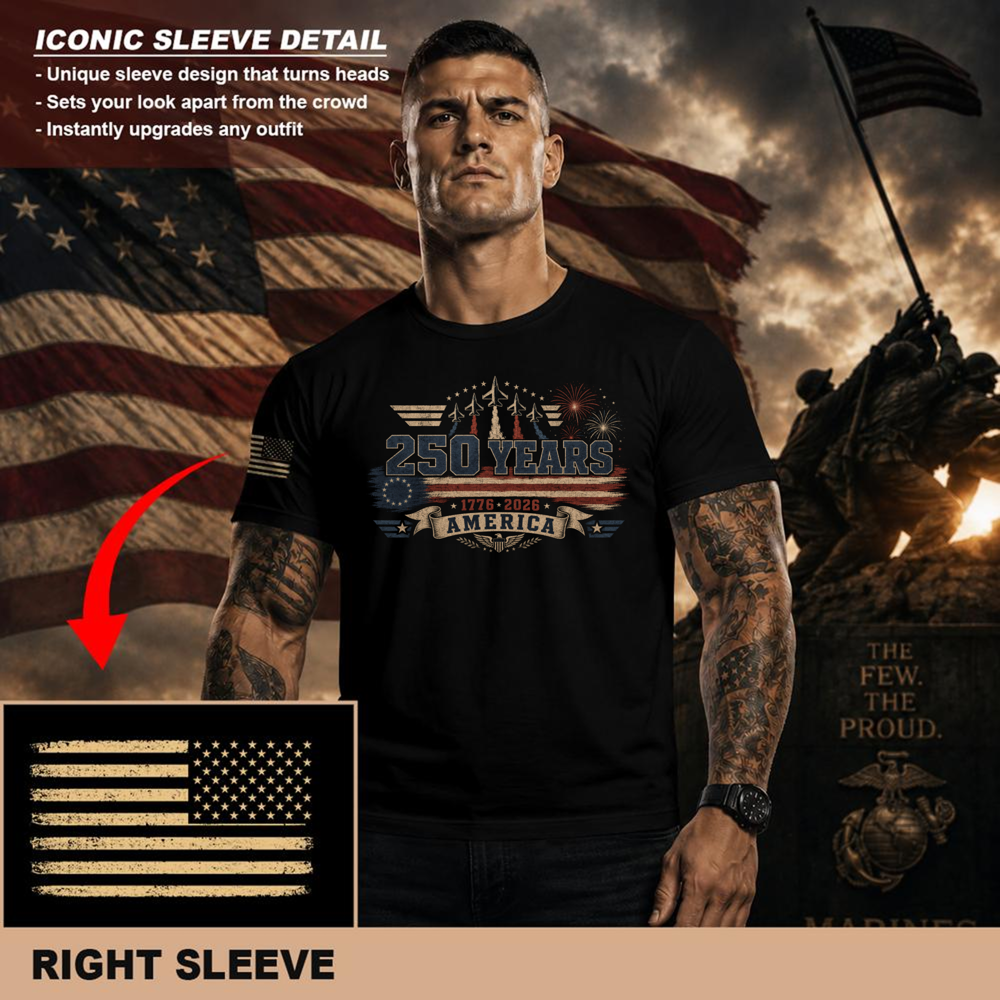 Patriotic Basic American Pride Graphic T-Shirt