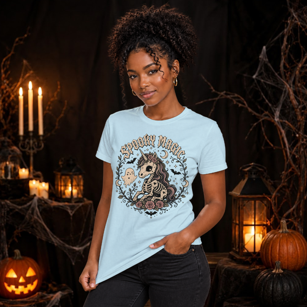 Spooky Magic Skeleton Unicorn T-Shirt