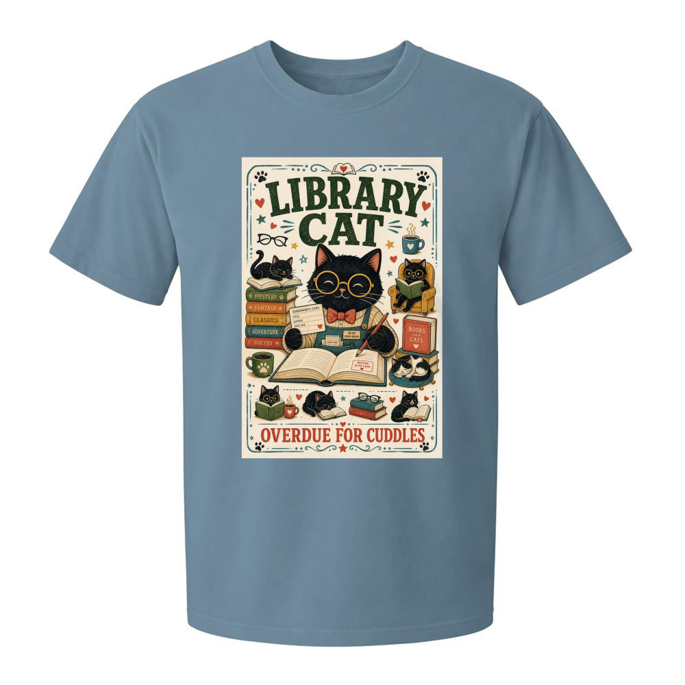 Vintage Reading Cat T-Shirt