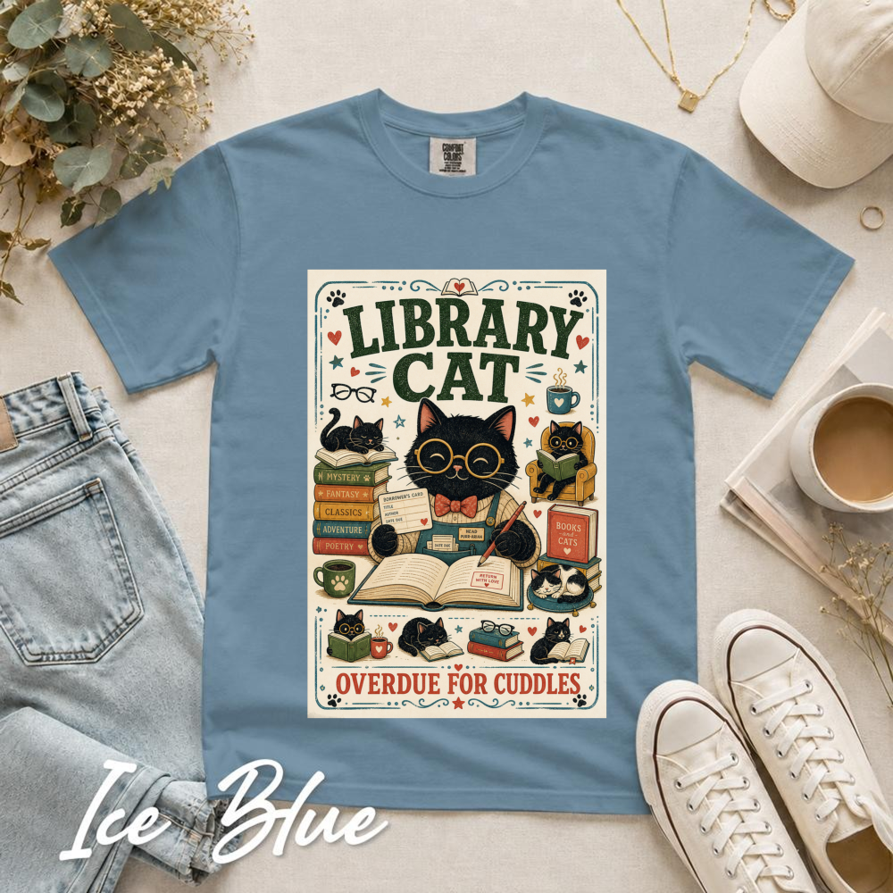 Vintage Reading Cat T-Shirt