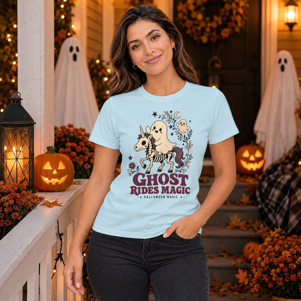Ghost Rides Magic Skeleton Unicorn T-Shirt