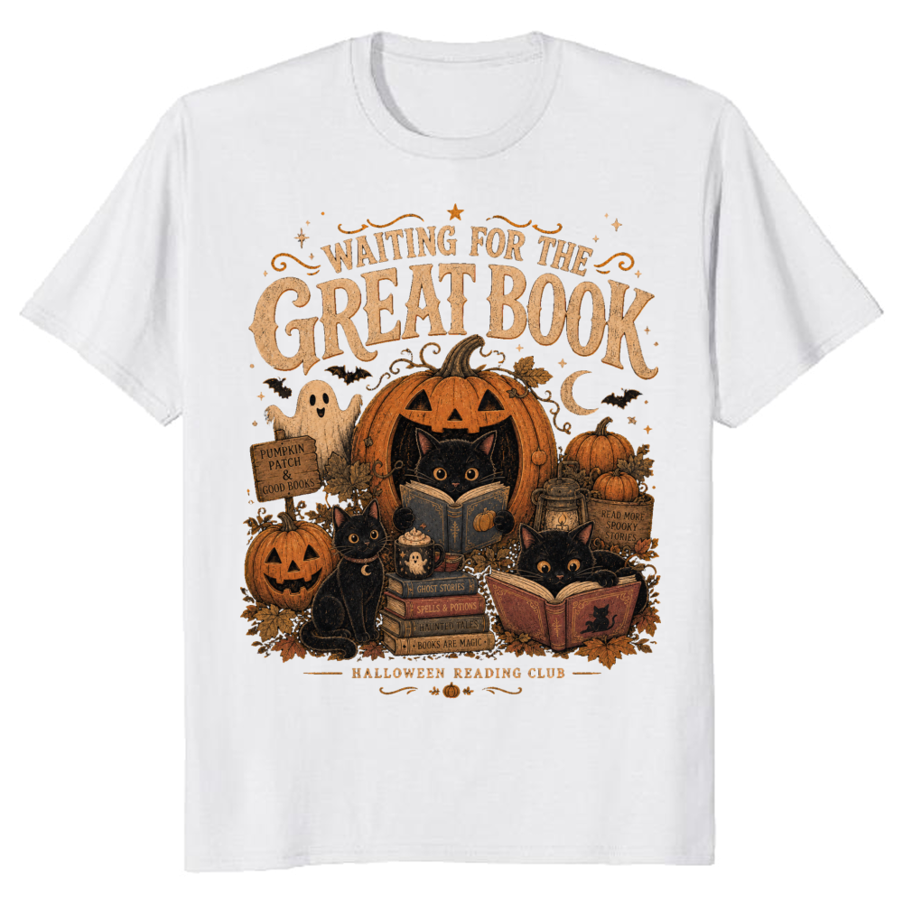 Halloween Reading Club Black Cat T-Shirt