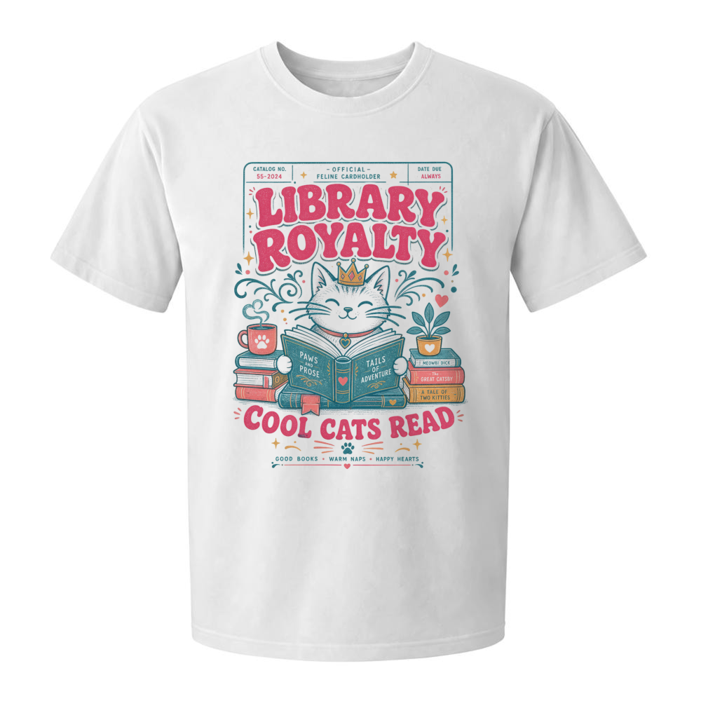 Cool Cats Read Books Whimsical Cat T-Shirt