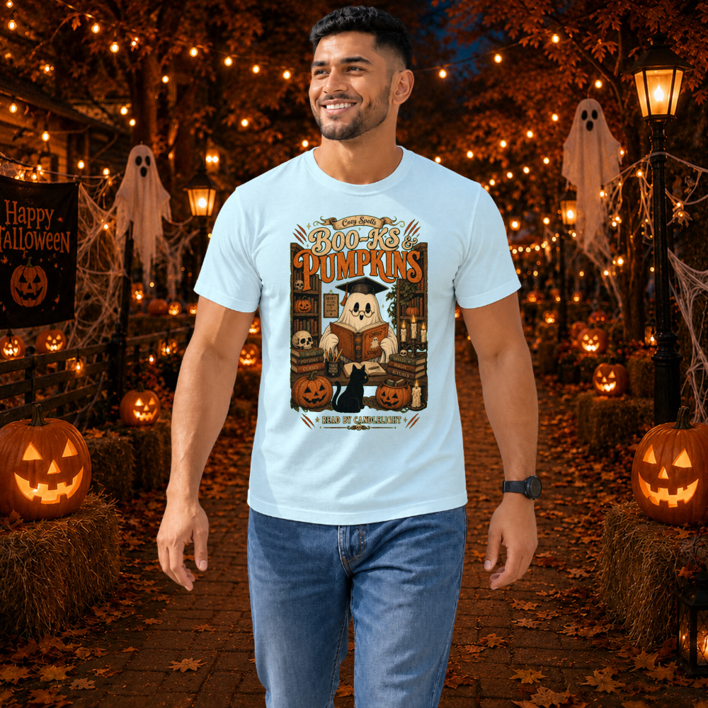 Boo-Ks & Pumpkins Ghost Teacher T-Shirt