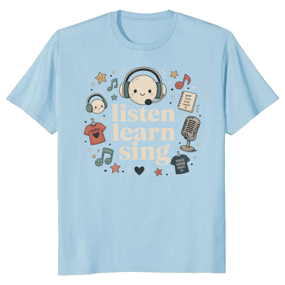 Listen Learn Sing Music Teacher Badge G5000 T-Shirt