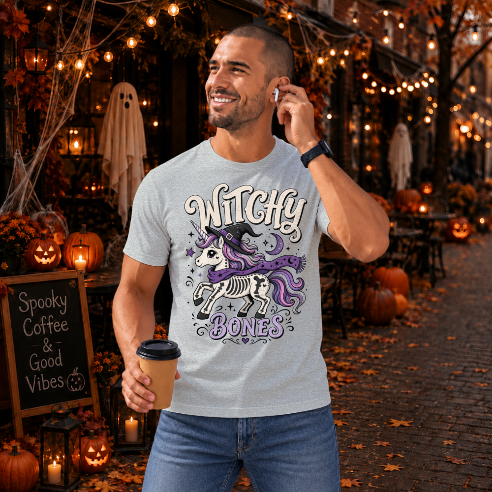 Witchy Bones Skeleton Unicorn T-Shirt