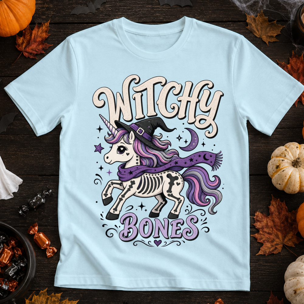 Witchy Bones Skeleton Unicorn T-Shirt
