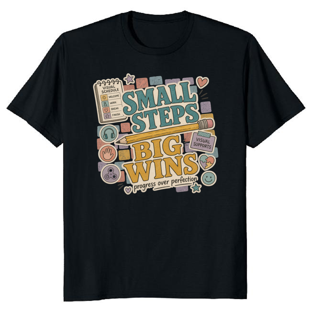 Small Steps Big Wins Retro Classroom T-Shirt