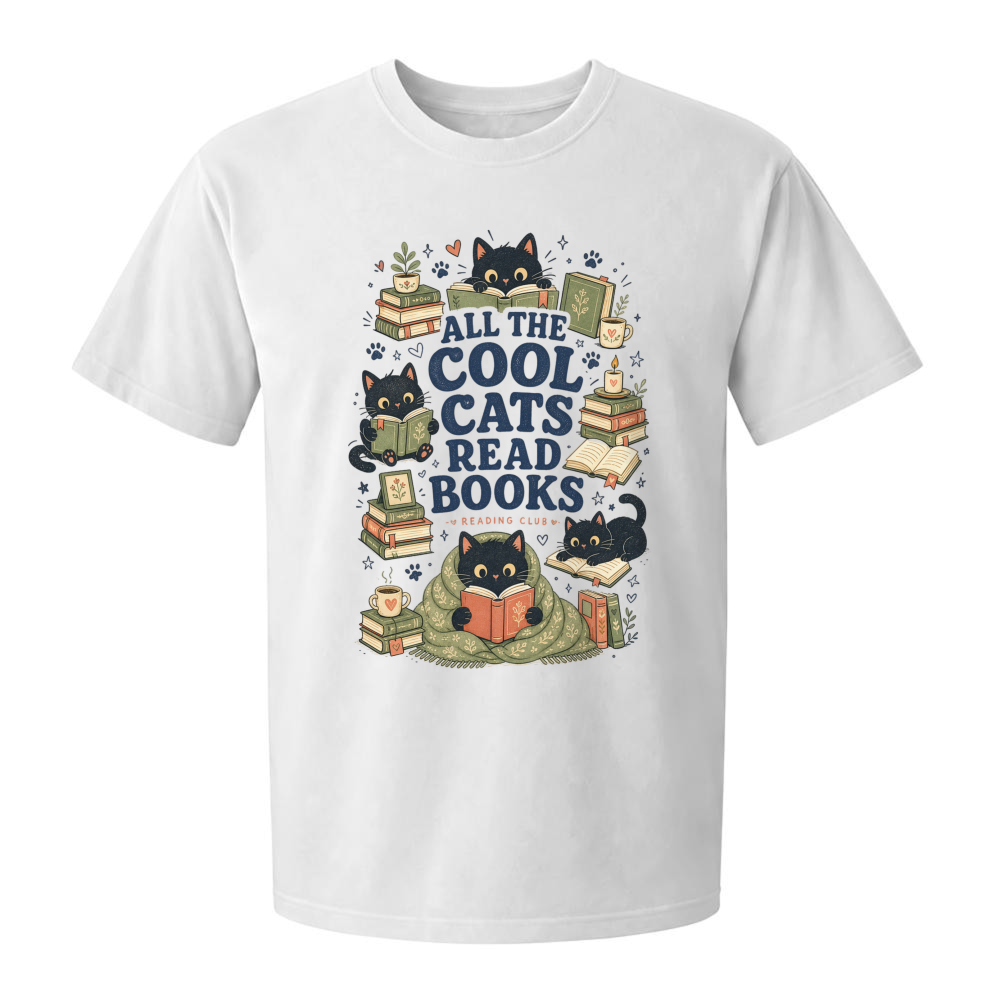 Cool Cats Read Books Kawaii Cat T-Shirt