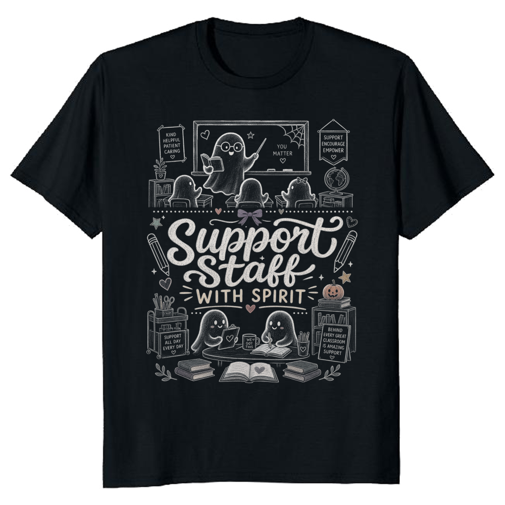 Support Staff With Spirit Ghost T-Shirt