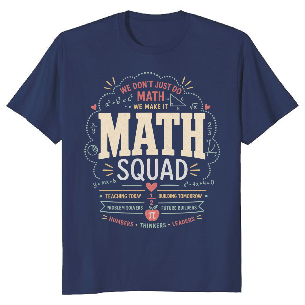 Math Teacher Era Doodle Typography T-Shirt
