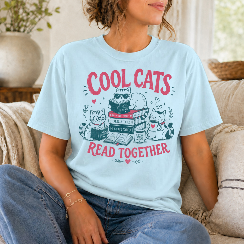 Retro Reading Cat T-Shirt