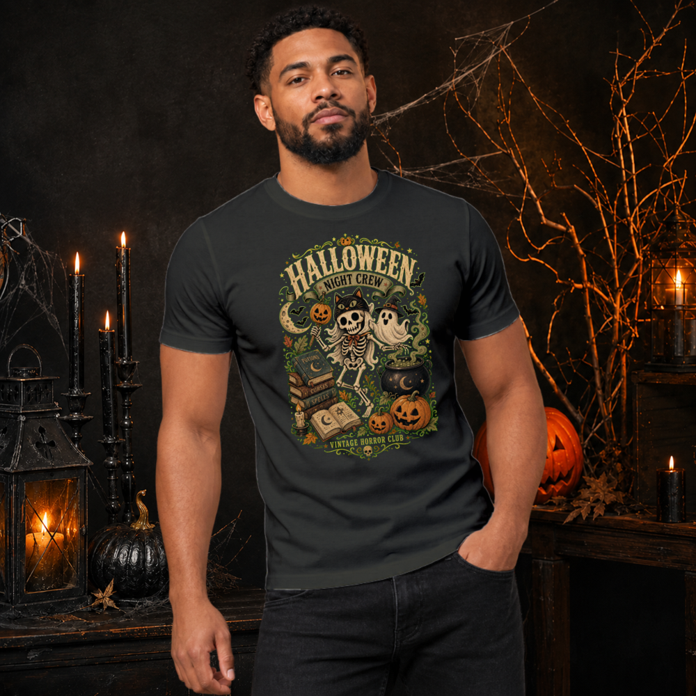 Halloween Night Crew Vintage Skeleton T-Shirt