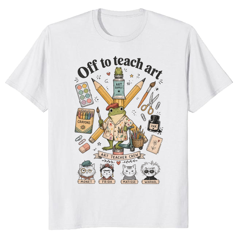 Art Teacher Crew Typography T-Shirt
