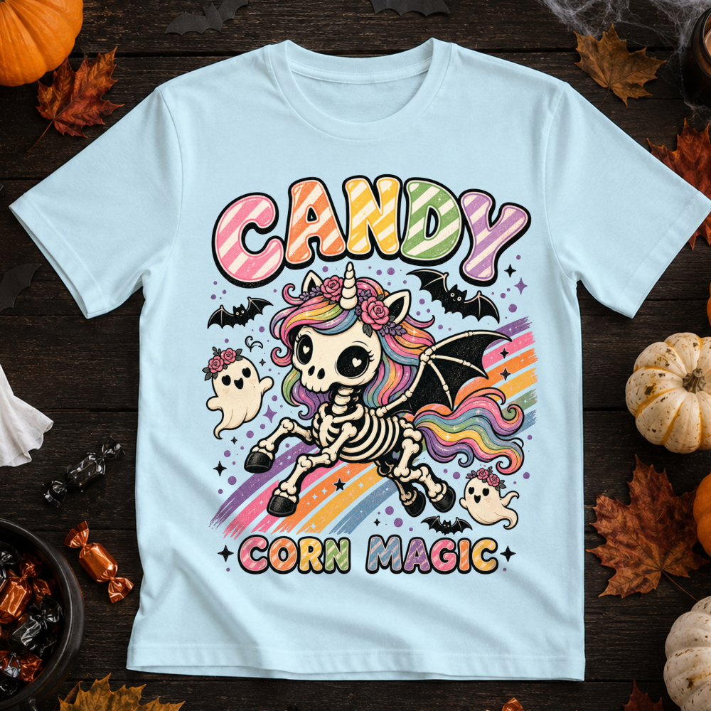 Candy Corn Magic Skeleton Unicorn T-Shirt