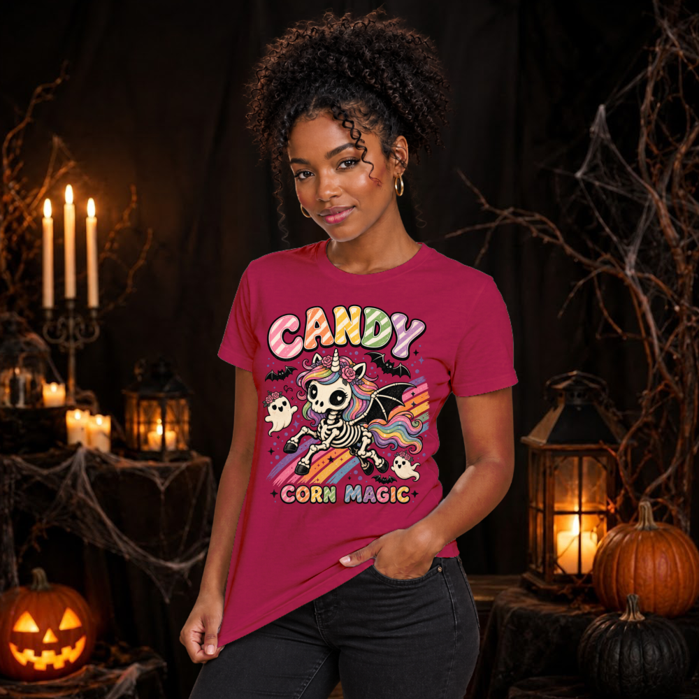 Candy Corn Magic Skeleton Unicorn T-Shirt