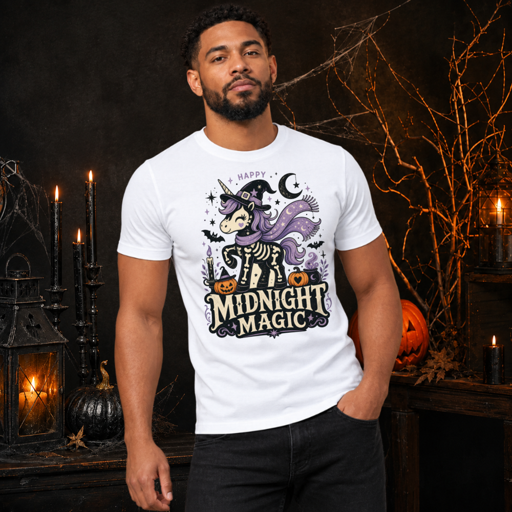 Happy Midnight Magic Skeleton Unicorn T-Shirt