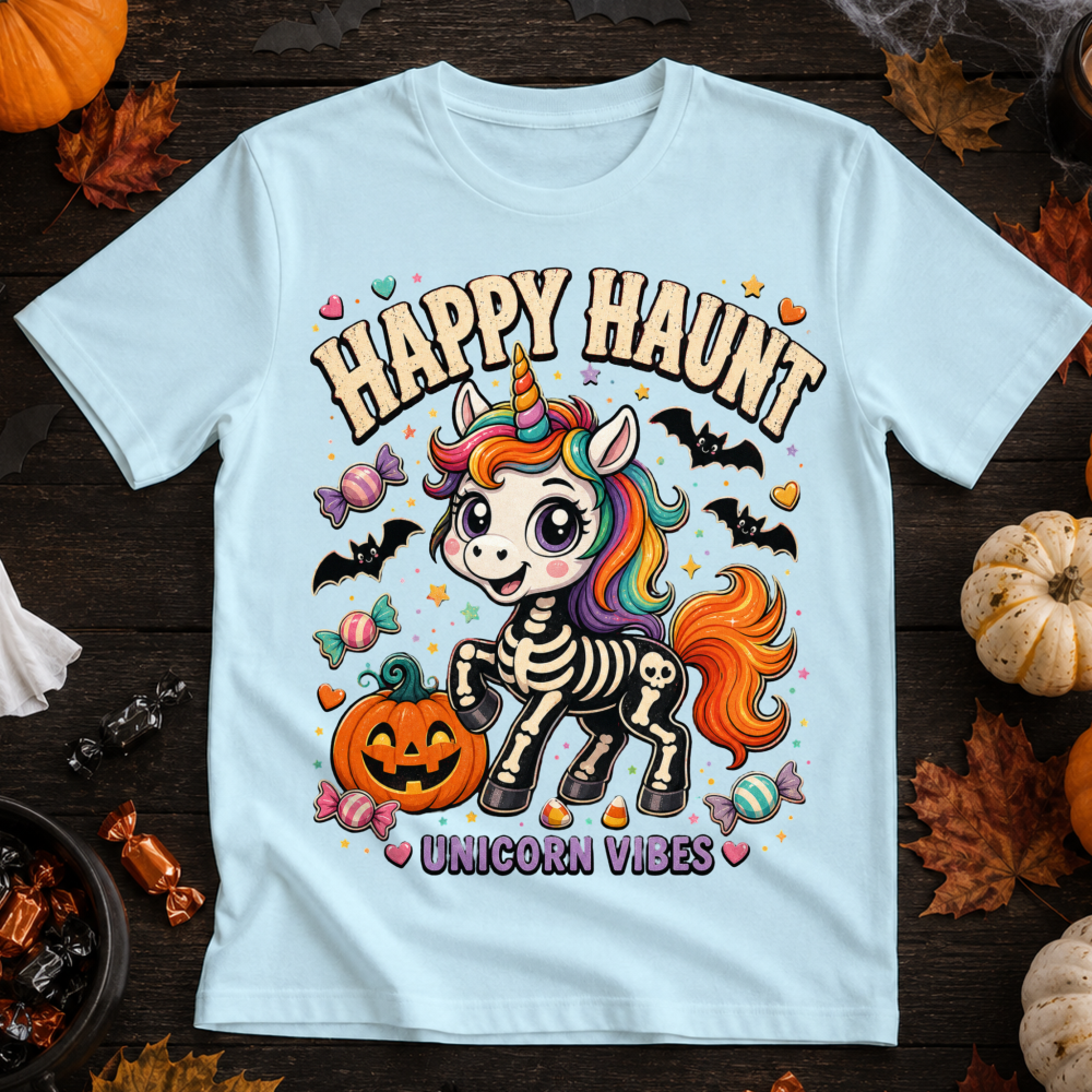 Happy Haunt Skeleton Unicorn T-Shirt
