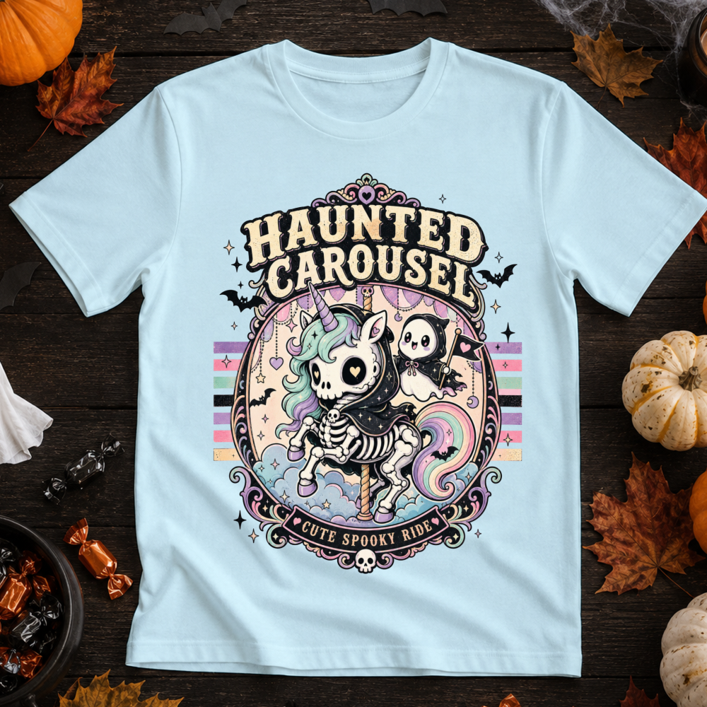 Haunted Carousel Skeleton Unicorn T-Shirt