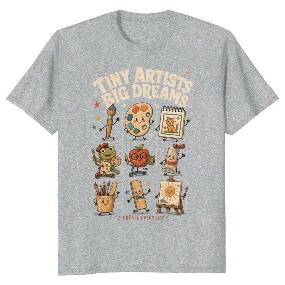 Tiny Artists Big Dreams Art Teacher Crew with Palette T-Shirt