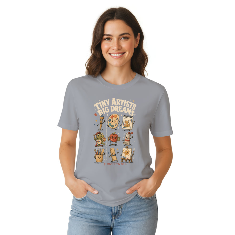 Tiny Artists Big Dreams Art Teacher Crew with Palette T-Shirt