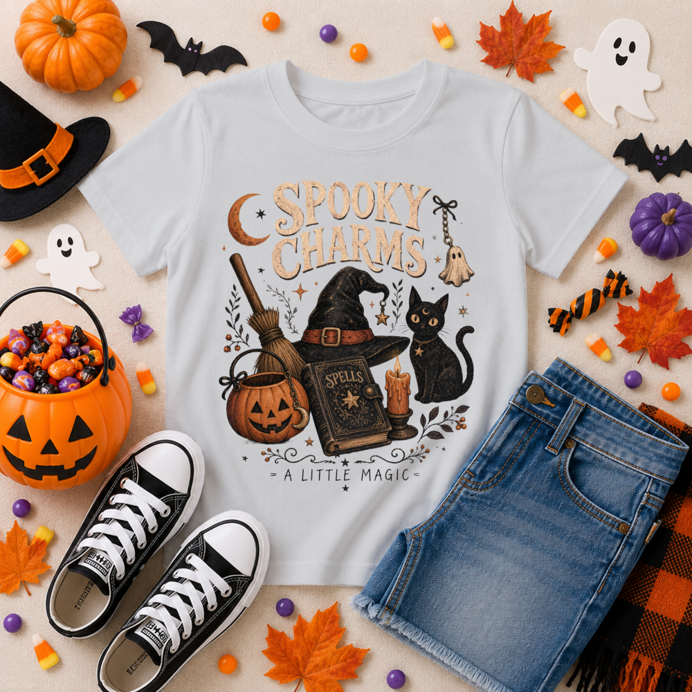 Spooky Charms Vintage Witch Youth T-Shirt