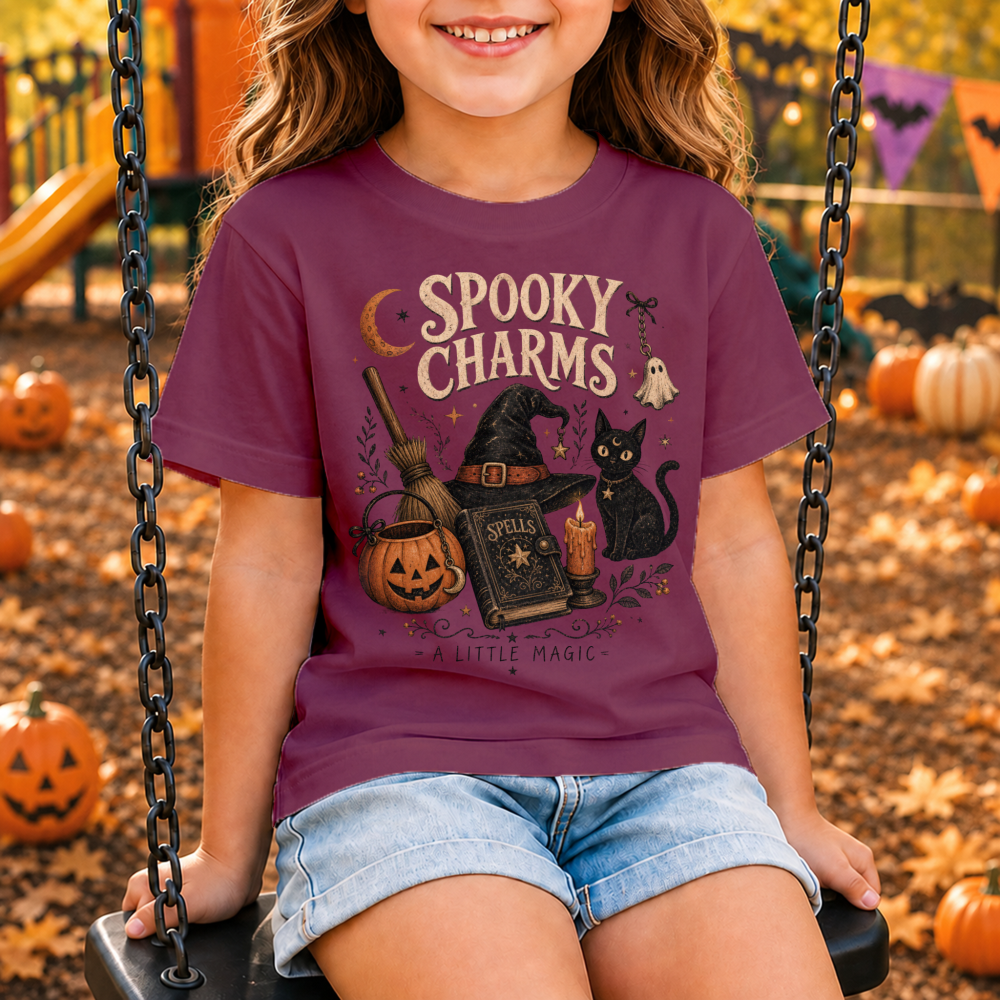 Spooky Charms Vintage Witch Youth T-Shirt