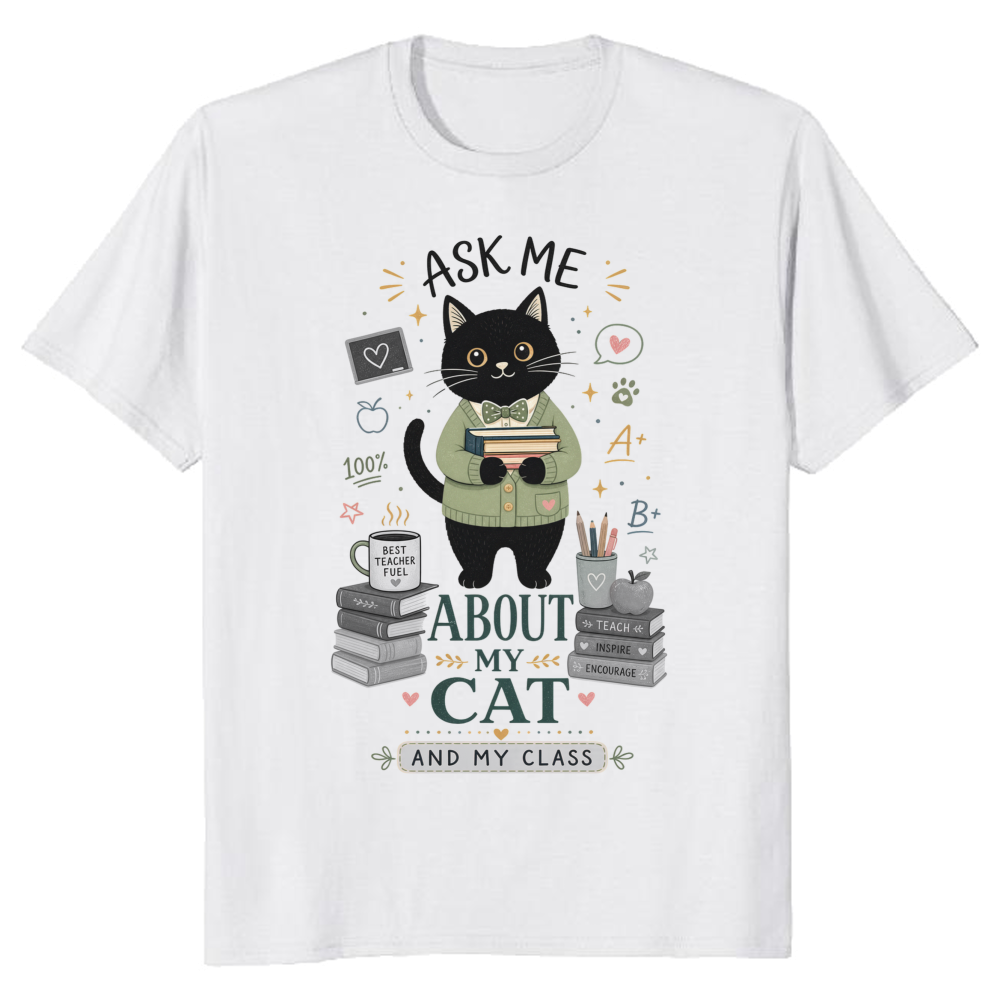 Ask Me About My Cat And My Class Bookish Cat T-Shirt