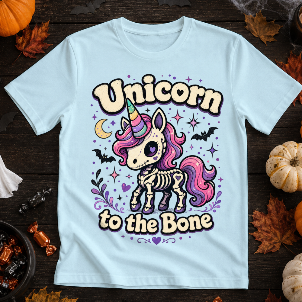 Unicorn to the Bone Chibi Skeleton Unicorn T-Shirt