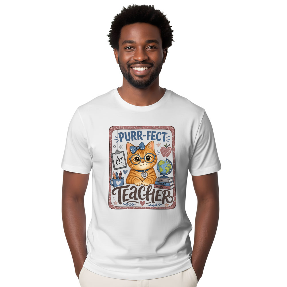 Cat Teacher Vibes Kawaii Mascot T-Shirt