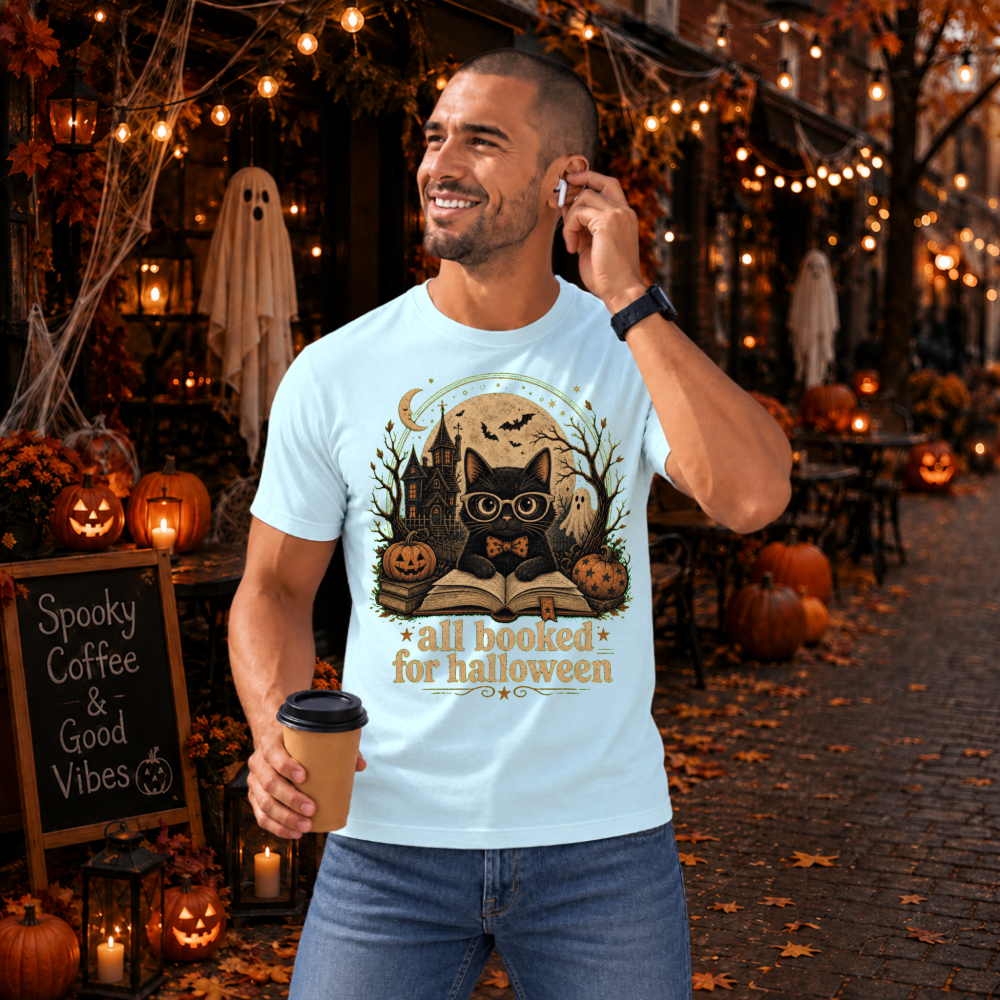 All Booked for Halloween Vintage Cat T-Shirt