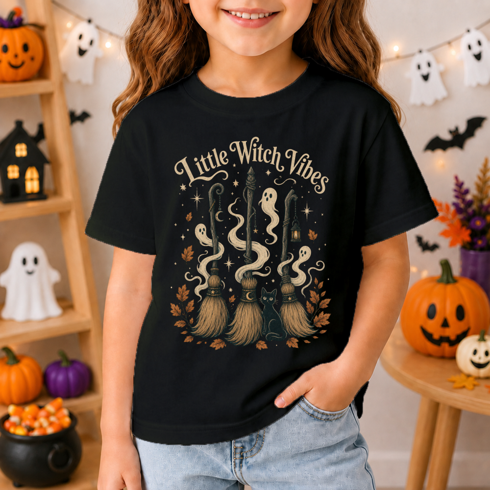 Little Witch Vibes Broom Youth T-Shirt