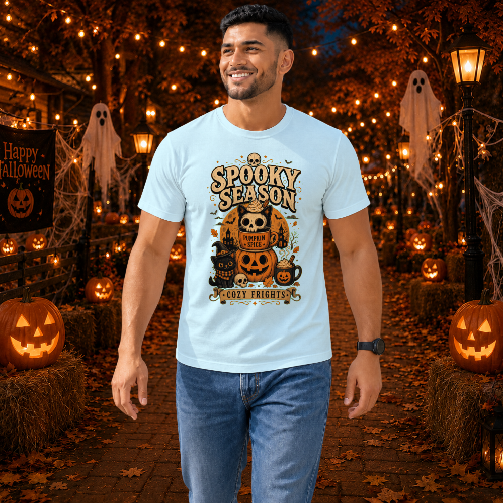 Spooky Season Retro Cat and Pumpkin T-Shirt