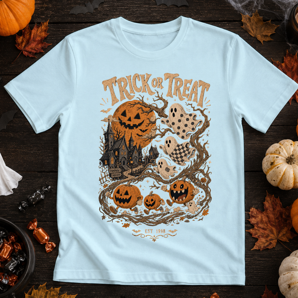 Trick or Treat Vintage Haunted Town T-Shirt
