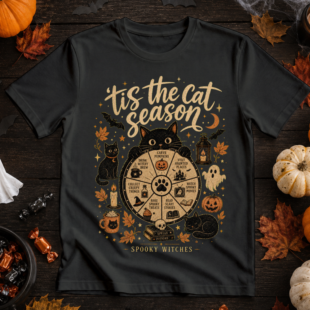 'Tis the Cat Season Black Cat T-Shirt