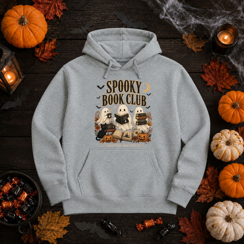 Spooky Book Club Watercolor Ghost Hoodie