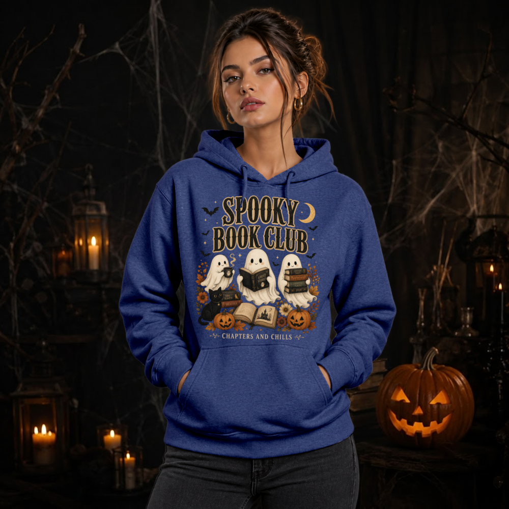 Spooky Book Club Watercolor Ghost Hoodie